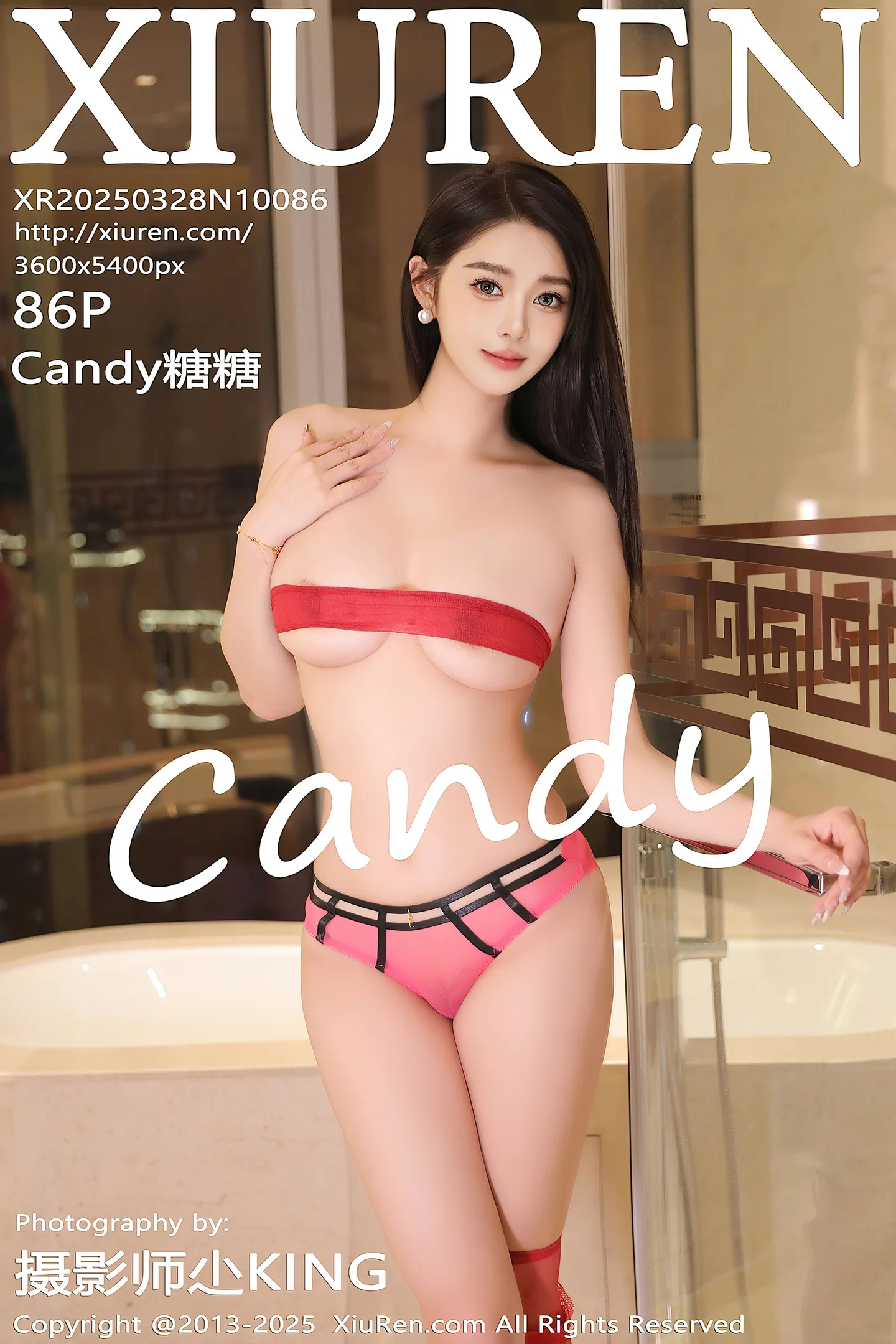 [XiuRen秀人网] VOL.10086 模特Candy糖糖性感白T配黑短裙露红色丝袜秀丰腴身材诱惑写真86P-秀人网官方网站